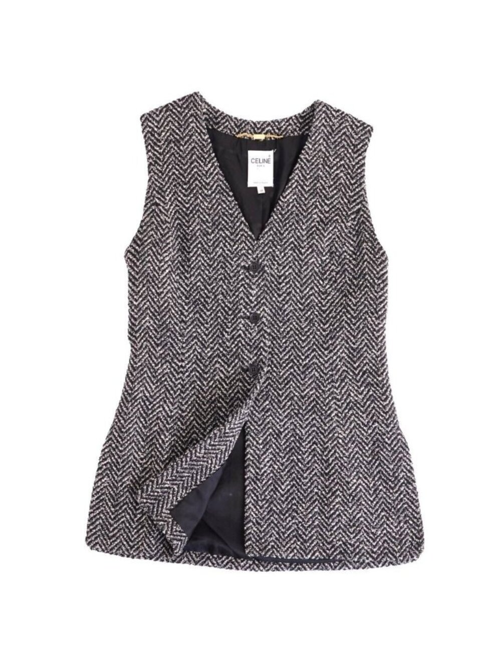 Celine Vintage Vest Gilet Wool Tweed